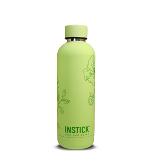 Isolierflasche Slim aus Edelstahl 0,5 L / 0,75 L Fassungsvermgen - Lime mit floralem Motiv